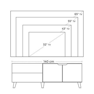 Mueble de TV VASAGLE 140 cm, 2 puertas y estantes, Marrón Rústico