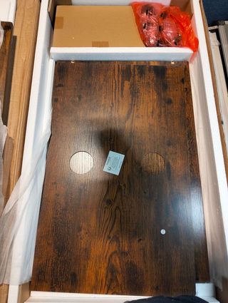 Mueble de TV VASAGLE 140 cm, 2 puertas y estantes, Marrón Rústico