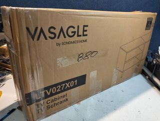 Mueble de TV VASAGLE 140 cm, 2 puertas y estantes, Marrón Rústico