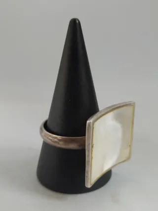 Anillo Plata 925 con Nácar Blanco - 18.8mm 8.91gr