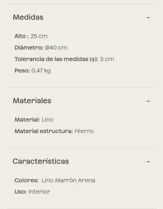 Pantalla Lino Sklum Ø40cm Beige