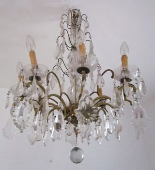 ¡URGE! Lámpara antigua c.1920 en bronce y cristal