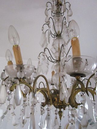 ¡URGE! Lámpara antigua c.1920 en bronce y cristal