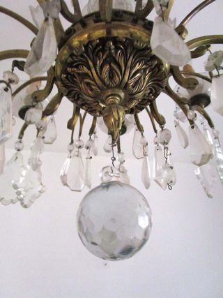 ¡URGE! Lámpara antigua c.1920 en bronce y cristal