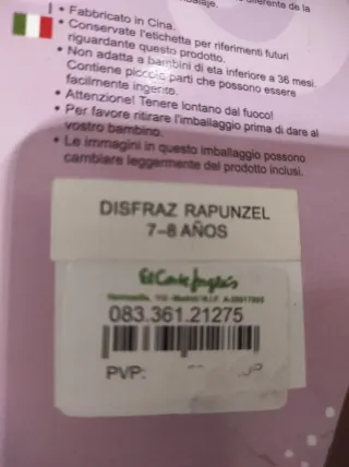 Disfraz Rapunzel Disney Talla 7-8