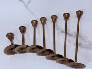 Juego 7 Candelabros Latón Vintage