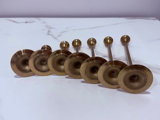Juego 7 Candelabros Latón Vintage