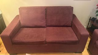 Sofá cama tela morado/rojo