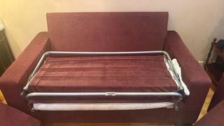 Sofá cama tela morado/rojo