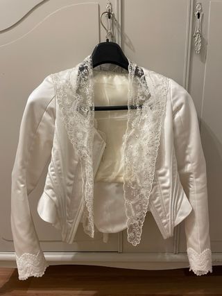 Traje de Fallera Adulta Azul, blanco y plateado