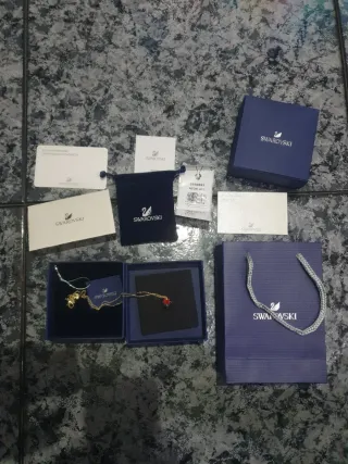 Collar Swarovski Corazón Rojo Dorado