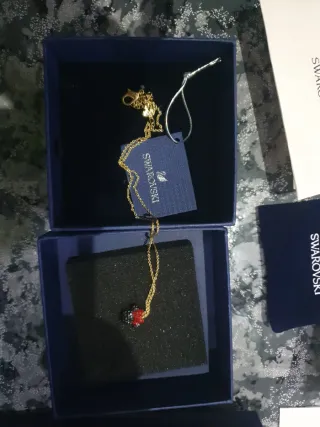 Collar Swarovski Corazón Rojo Dorado