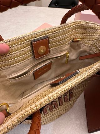 Bolso Miu Miu Rafia Beige y Marrón