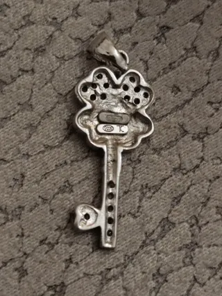 Coppia Charms Chiave Argento e quadrifoglio