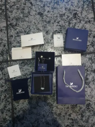 Collar Swarovski Plata Corazones