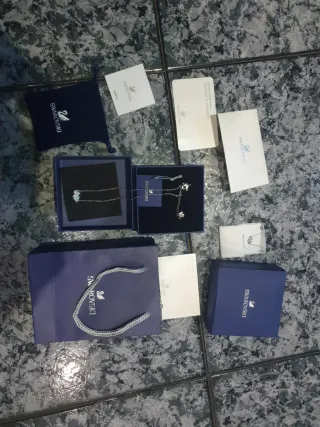 Collar Swarovski Plata Corazones