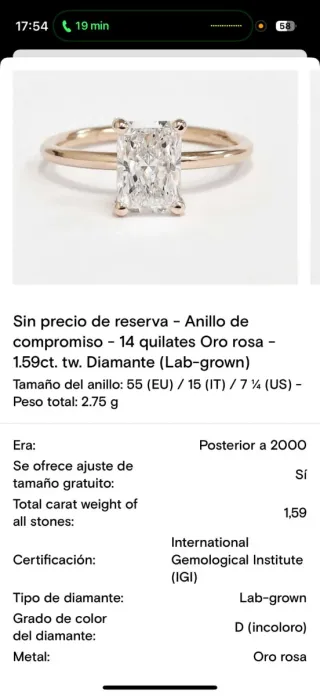 Anillo oro y diamante
