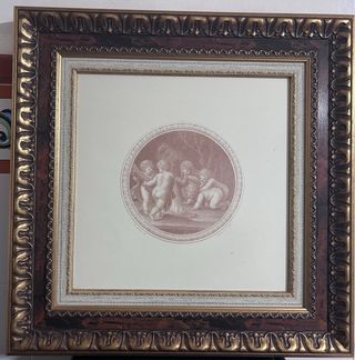 Cuadro Antiguo Dorado y Verde