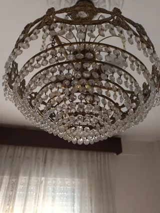 Lámpara de cristal y bronce