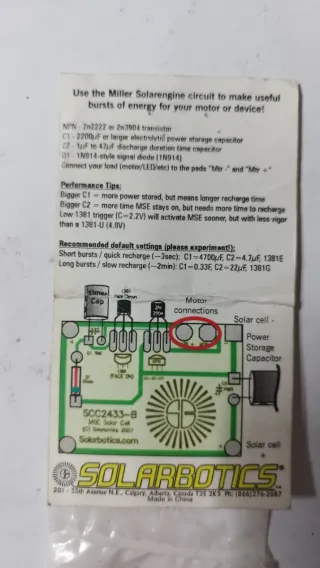 Mini pannello solare Solarbotics SCC2433-B cella