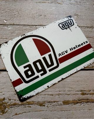 PLACA CARTEL DECORATIVO AGV HELMETS LOGO MOTO