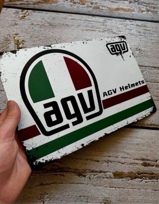 PLACA CARTEL DECORATIVO AGV HELMETS LOGO MOTO