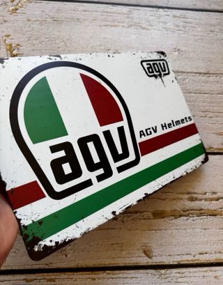 PLACA CARTEL DECORATIVO AGV HELMETS LOGO MOTO