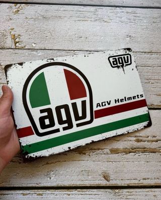 PLACA CARTEL DECORATIVO AGV HELMETS LOGO MOTO