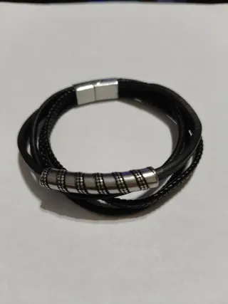 Pulsera Cuero Trenzado Cierre Magnético