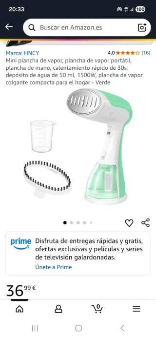 Plancha de vapor sin usar