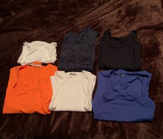 Packs de 6 Bodys tirantes escote cuadrado naranja