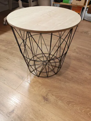 Mesa auxiliar redonda madera y metal