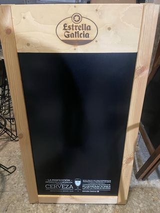 Pizarra Hostelería Estrella Galicia Madera