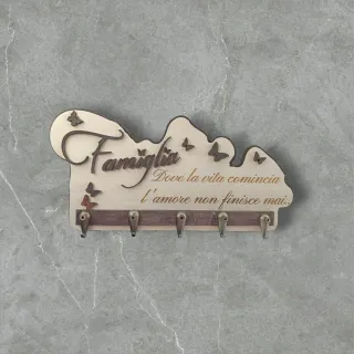 Portachiavi da muro in legno Famiglia