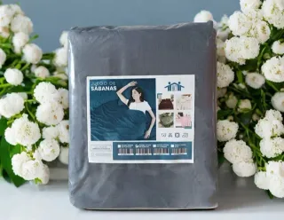 Juego de Sabanas 4 piezas color gris cama 150