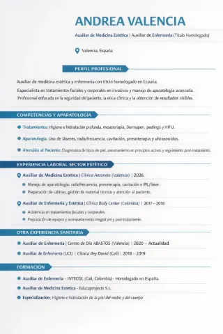 Busco empleo como auxiliar de medicina estética