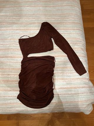 Vestito monospalla marrone taglia M mai usato