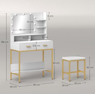 Tocador con luz y taburete