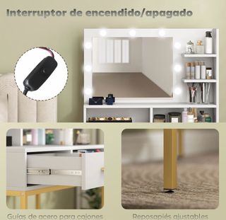 Tocador con luz y taburete