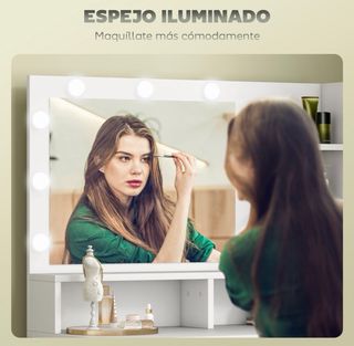 Tocador con luz y taburete