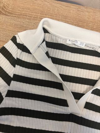 Stradivarius Camisa Polo Rayas Verde y Blanco