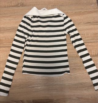 Stradivarius Camisa Polo Rayas Verde y Blanco