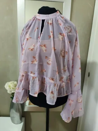 Blusa transparente floral mujer