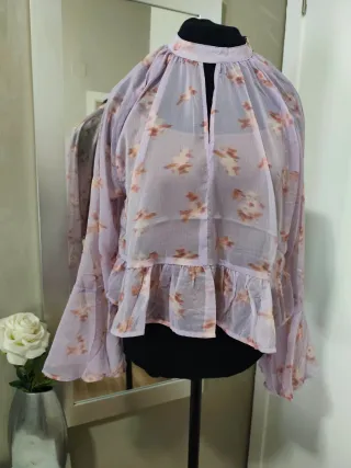 Blusa transparente floral mujer