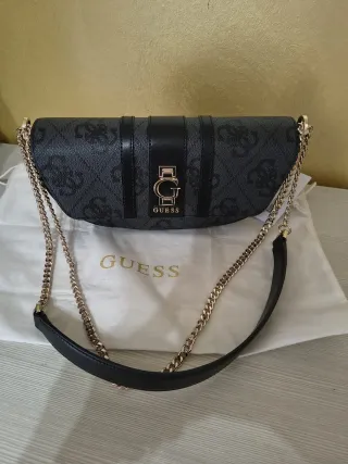 Borsetta Guess tracolla nera oro nuova