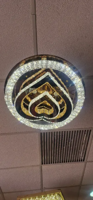 Lámpara Techo Cristal LED Azul y Dorado