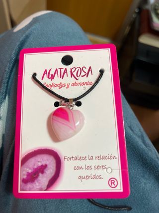 Colgante Agata Rosa Corazón Cuarzo Rosa