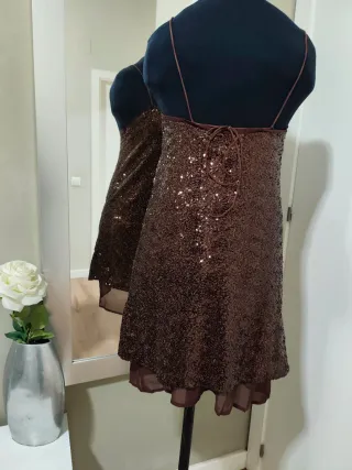 Vestido lentejuelas marrón
