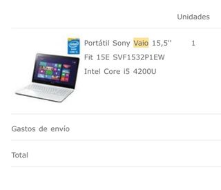 Portátil Sony Vaio Blanco