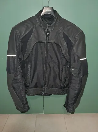 Giaccone da moto in pelle e tessuto